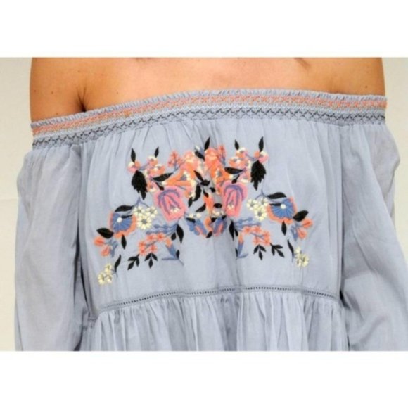 Free People Blue Embroidered Mini Dress, S - Picture 5 of 8